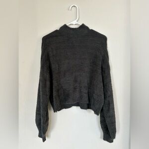 American Eagle Cropped Mock Neck Dark Gray Sweater size small